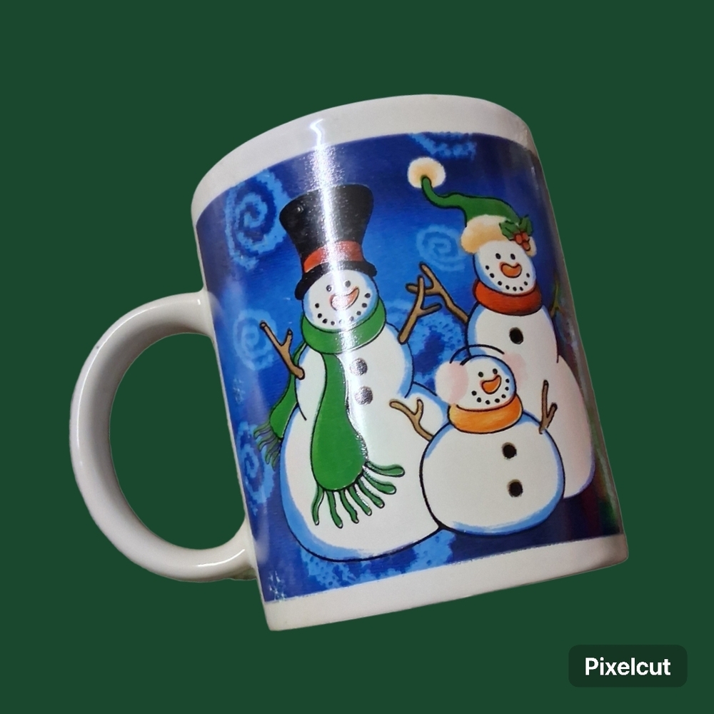 Festive Snowman Holiday Mug - Blue & White
